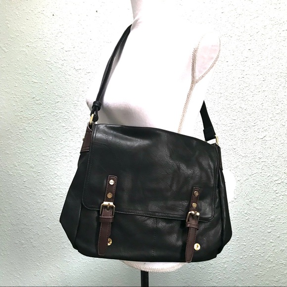 5️⃣8️⃣NWT Black Vegan Leather Crossbody Laptop Bag - Picture 2 of 8